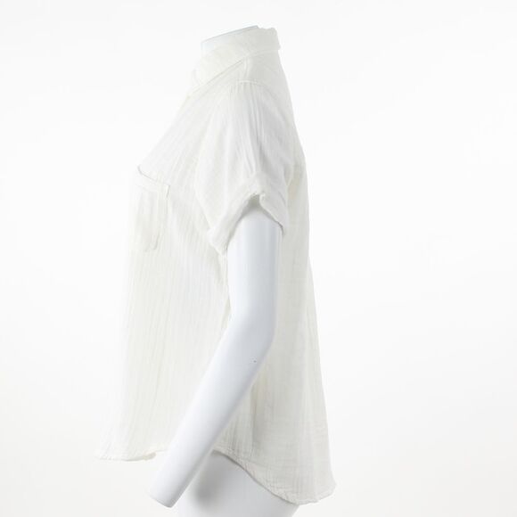 Elan Double Gaze Button Down Top in Ivory - Picture 4 of 5